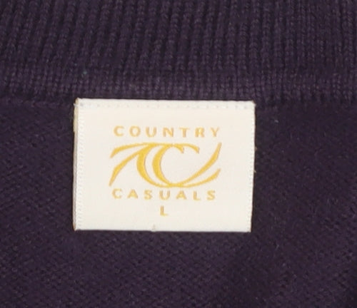 Country Casuals Women Purple Wool Blend Collared Cardigan L