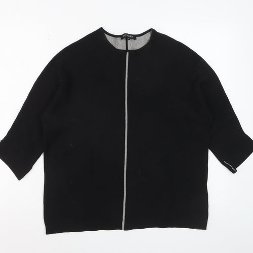 Sunday Womens Black Wool Blend 3/4 Sleeve Open Cardigan M