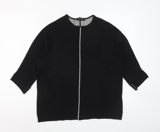 Sunday Womens Black Wool Blend 3/4 Sleeve Open Cardigan M