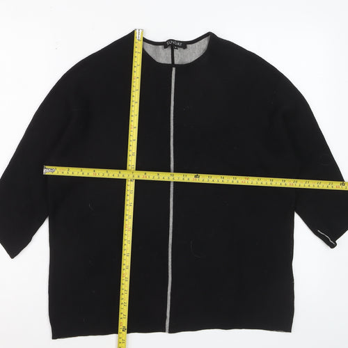 Sunday Womens Black Wool Blend 3/4 Sleeve Open Cardigan M