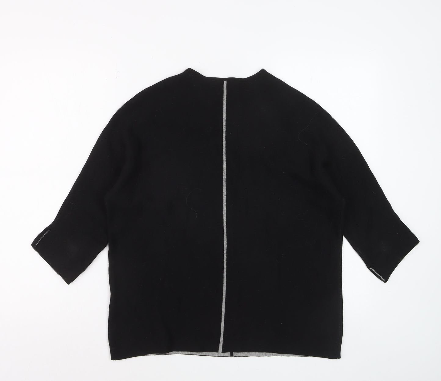 Sunday Womens Black Wool Blend 3/4 Sleeve Open Cardigan M
