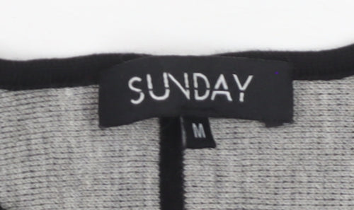 Sunday Womens Black Wool Blend 3/4 Sleeve Open Cardigan M