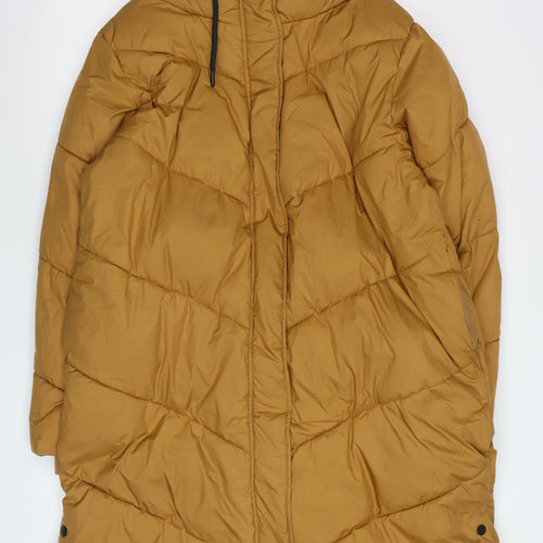 Tu Women’s Brown Long Puffer Coat Size 18 Hooded Quilted Winter Jacket