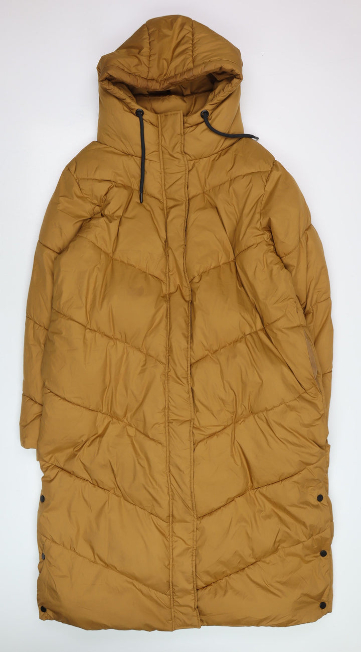 Tu Women’s Brown Long Puffer Coat Size 18 Hooded Quilted Winter Jacket