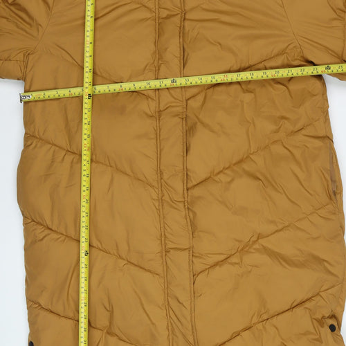 Tu Women’s Brown Long Puffer Coat Size 18 Hooded Quilted Winter Jacket