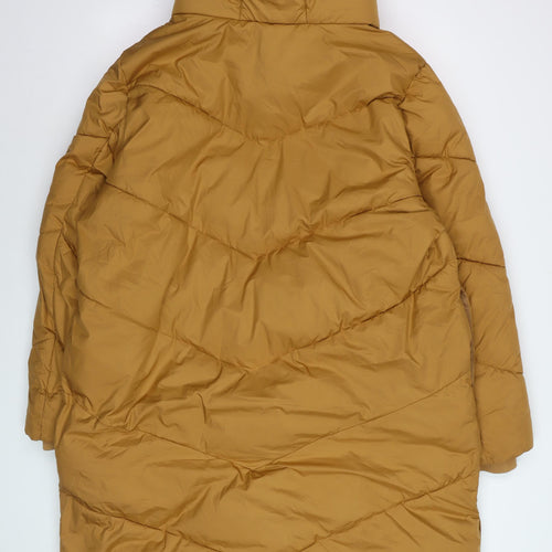 Tu Women’s Brown Long Puffer Coat Size 18 Hooded Quilted Winter Jacket