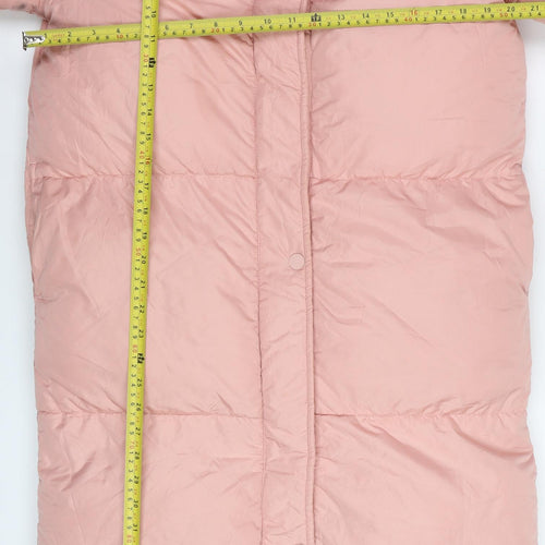 Threadbare Women’s Pink Long Puffer Coat Size 10 Hooded Winter Jacket