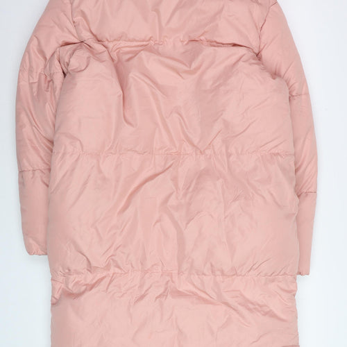 Threadbare Women’s Pink Long Puffer Coat Size 10 Hooded Winter Jacket