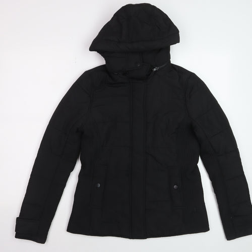 Witchery Women’s Black Puffer Jacket Hooded Size 8