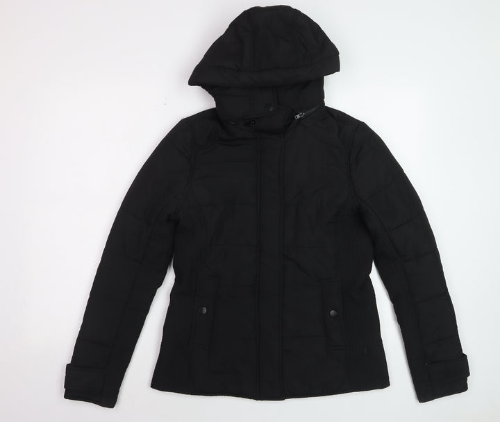 Witchery Women’s Black Puffer Jacket Hooded Size 8