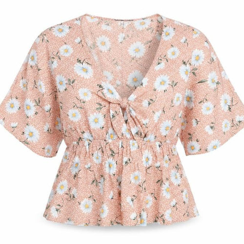 Primark Women’s Pink Floral Viscose Short Sleeve Tunic Blouse UK 16