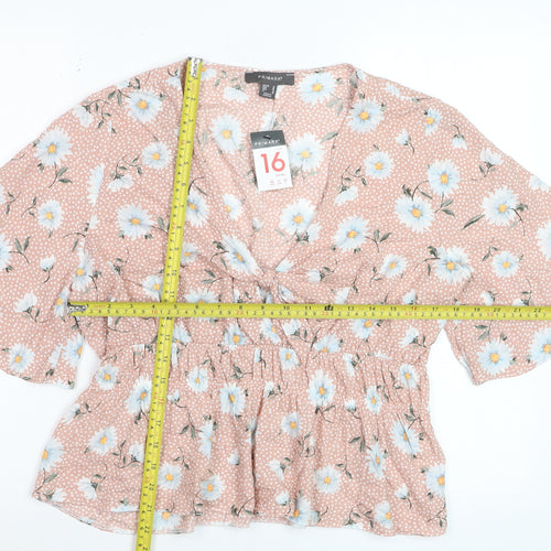Primark Women’s Pink Floral Viscose Short Sleeve Tunic Blouse UK 16