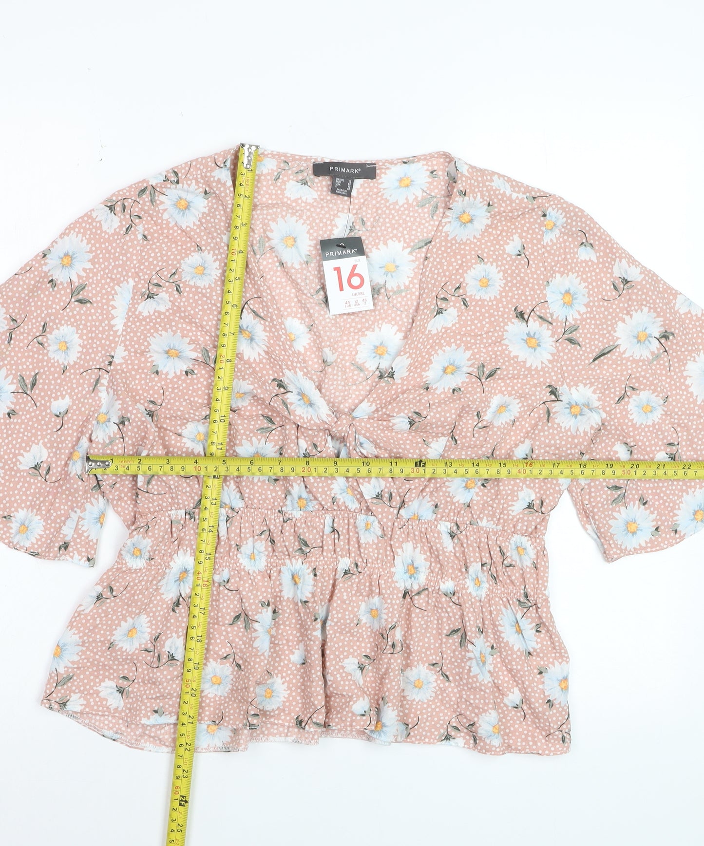 Primark Women’s Pink Floral Viscose Short Sleeve Tunic Blouse UK 16