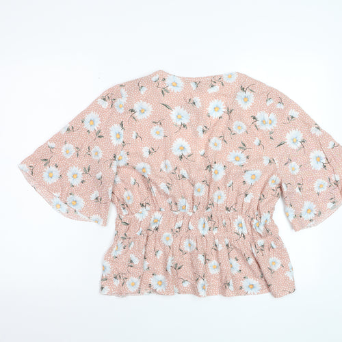 Primark Women’s Pink Floral Viscose Short Sleeve Tunic Blouse UK 16