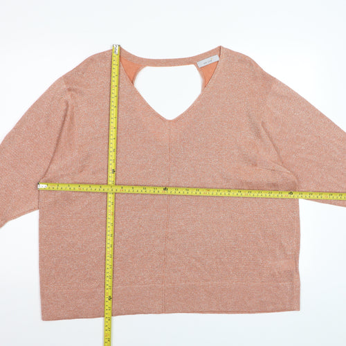 Marks and Spencer Women’s Brown V-Neck 3/4 Sleeve Relaxed Knit Jumper Size 20