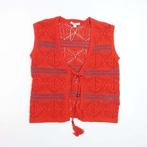 Marks and Spencer Women’s Red Open-Knit Tasselled Vest Size S