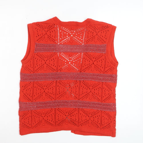 Marks and Spencer Women’s Red Open-Knit Tasselled Vest Size S