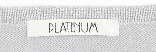 Platinum Women Silver L Knit Pullover Jumper with Fringe 3/4 Sleeves