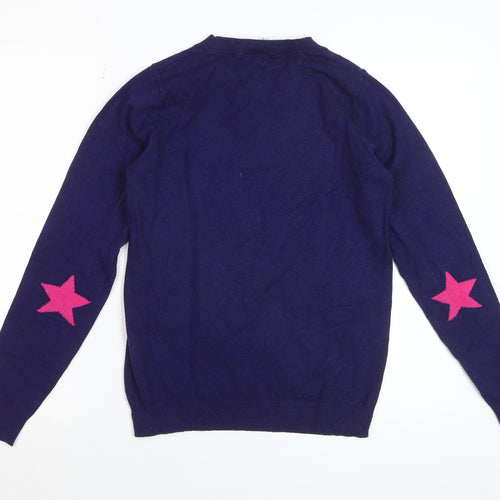 Amara Reya Women's Navy Star Crew Neck Jumper Size S Viscose Blend