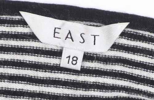 EAST Women’s Black Striped Scoop Neck Bow Jumper Size 18