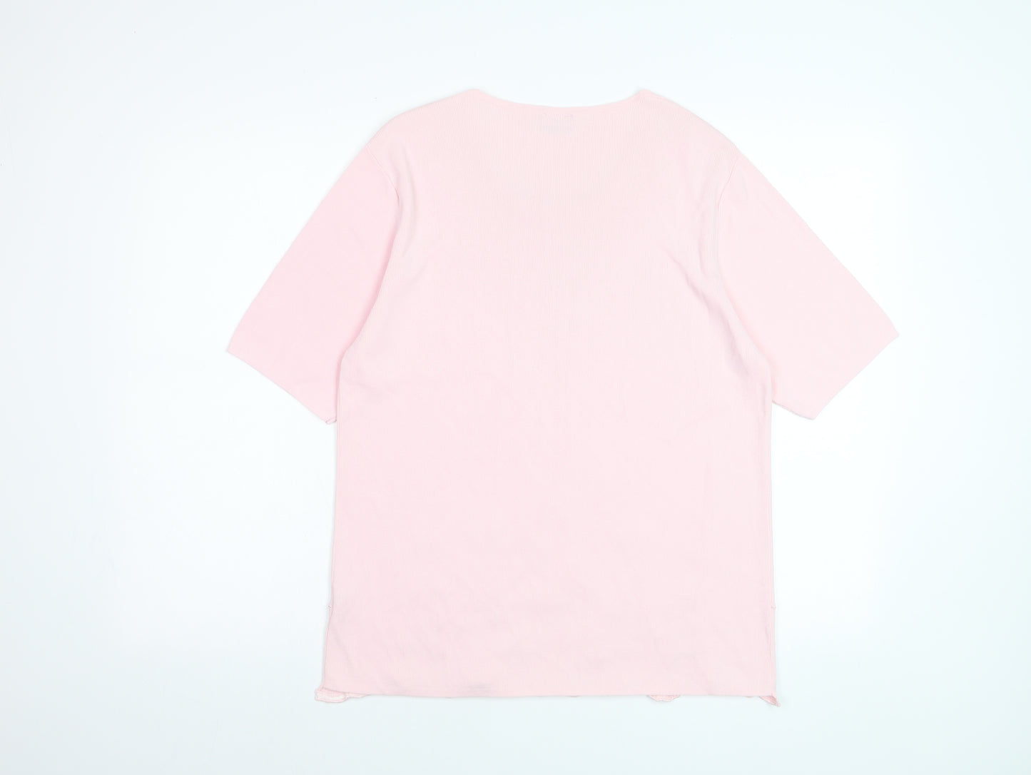 Talisa Women Pink Embroidered Short Sleeve Knit T-Shirt XL