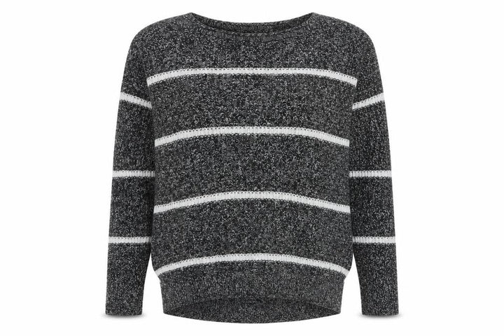 Hollister Womens Grey Striped Chunky-Knit Pullover Jumper Small