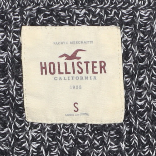 Hollister Womens Grey Striped Chunky-Knit Pullover Jumper Small