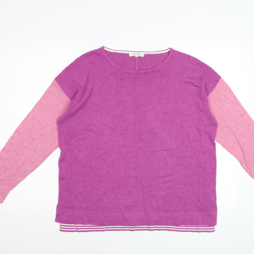 White Stuff Women's Purple Cotton Blend Crew Neck Jumper Size 14