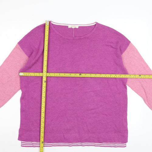 White Stuff Women's Purple Cotton Blend Crew Neck Jumper Size 14