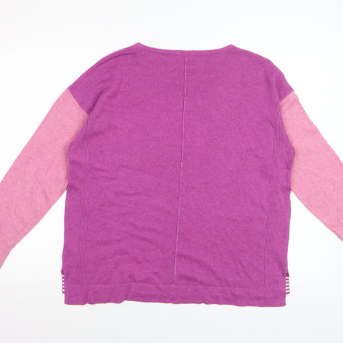 White Stuff Women's Purple Cotton Blend Crew Neck Jumper Size 14