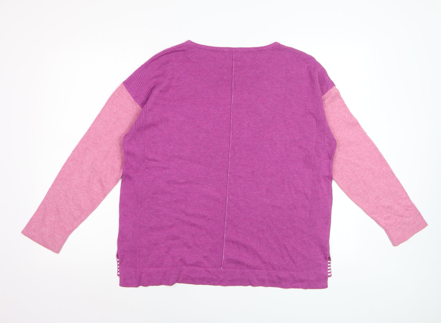 White Stuff Women's Purple Cotton Blend Crew Neck Jumper Size 14
