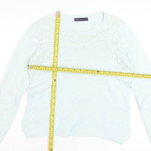 Marks and Spencer Womens Blue Crew Neck Embroidered Pullover Jumper Size 12