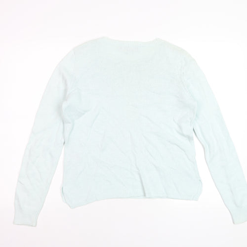 Marks and Spencer Womens Blue Crew Neck Embroidered Pullover Jumper Size 12