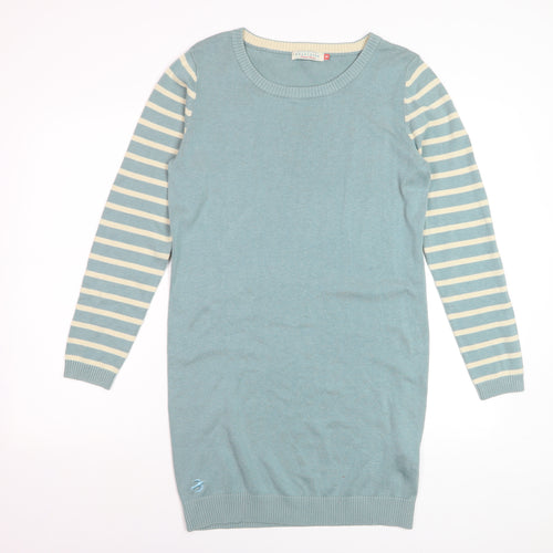 Brakeburn Women's Blue Striped Jumper Dress Size 8 Knitwear Casual