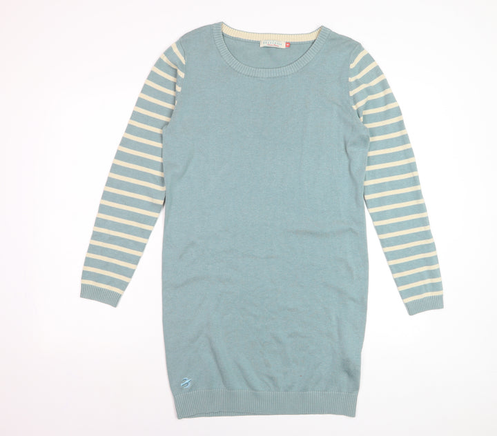 Brakeburn Women's Blue Striped Jumper Dress Size 8 Knitwear Casual