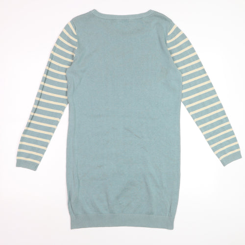 Brakeburn Women's Blue Striped Jumper Dress Size 8 Knitwear Casual