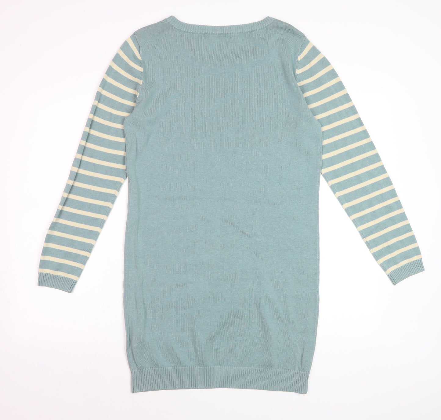 Brakeburn Women's Blue Striped Jumper Dress Size 8 Knitwear Casual