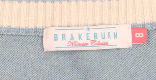 Brakeburn Women's Blue Striped Jumper Dress Size 8 Knitwear Casual