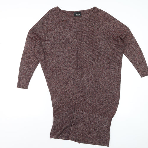 Zara Women Brown Knit Jumper Dress Size 12 Long Sleeve Viscose Blend