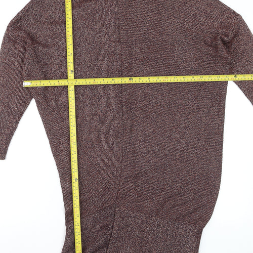 Zara Women Brown Knit Jumper Dress Size 12 Long Sleeve Viscose Blend