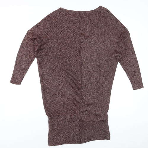 Zara Women Brown Knit Jumper Dress Size 12 Long Sleeve Viscose Blend