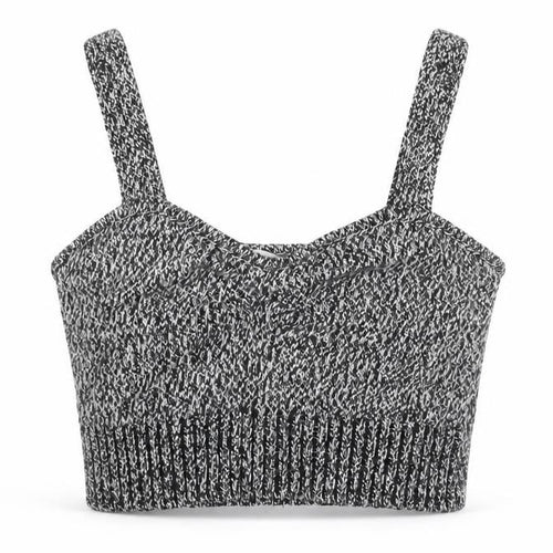 Zara Womens Grey Knit Cropped Tank Top L Slim Fit