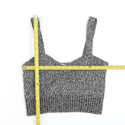 Zara Womens Grey Knit Cropped Tank Top L Slim Fit