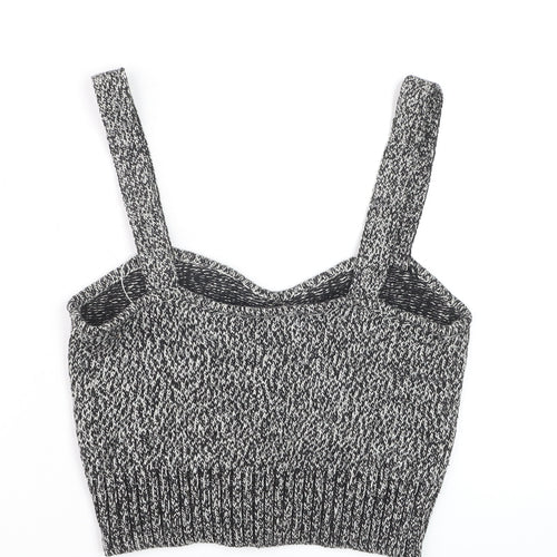 Zara Womens Grey Knit Cropped Tank Top L Slim Fit