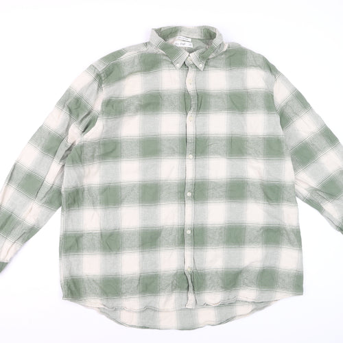 F&F Men’s Green Check Button-Down Cotton Shirt 3XL