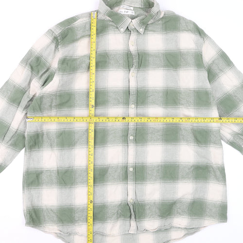 F&F Men’s Green Check Button-Down Cotton Shirt 3XL