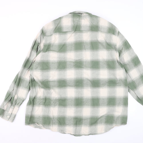 F&F Men’s Green Check Button-Down Cotton Shirt 3XL