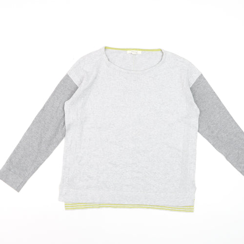 White Stuff Women's Grey Pullover Jumper UK 10 Cotton Blend Long Sleeve Knit