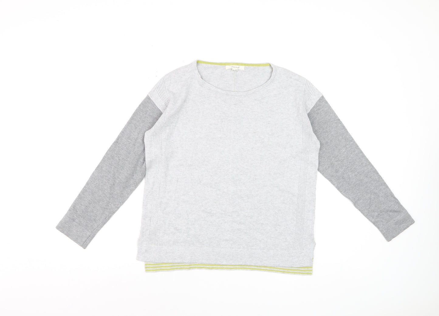 White Stuff Women's Grey Pullover Jumper UK 10 Cotton Blend Long Sleeve Knit