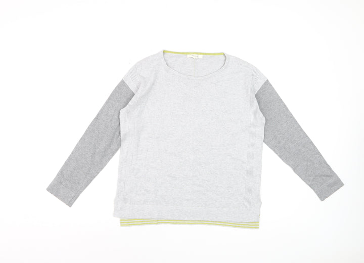 White Stuff Women's Grey Pullover Jumper UK 10 Cotton Blend Long Sleeve Knit